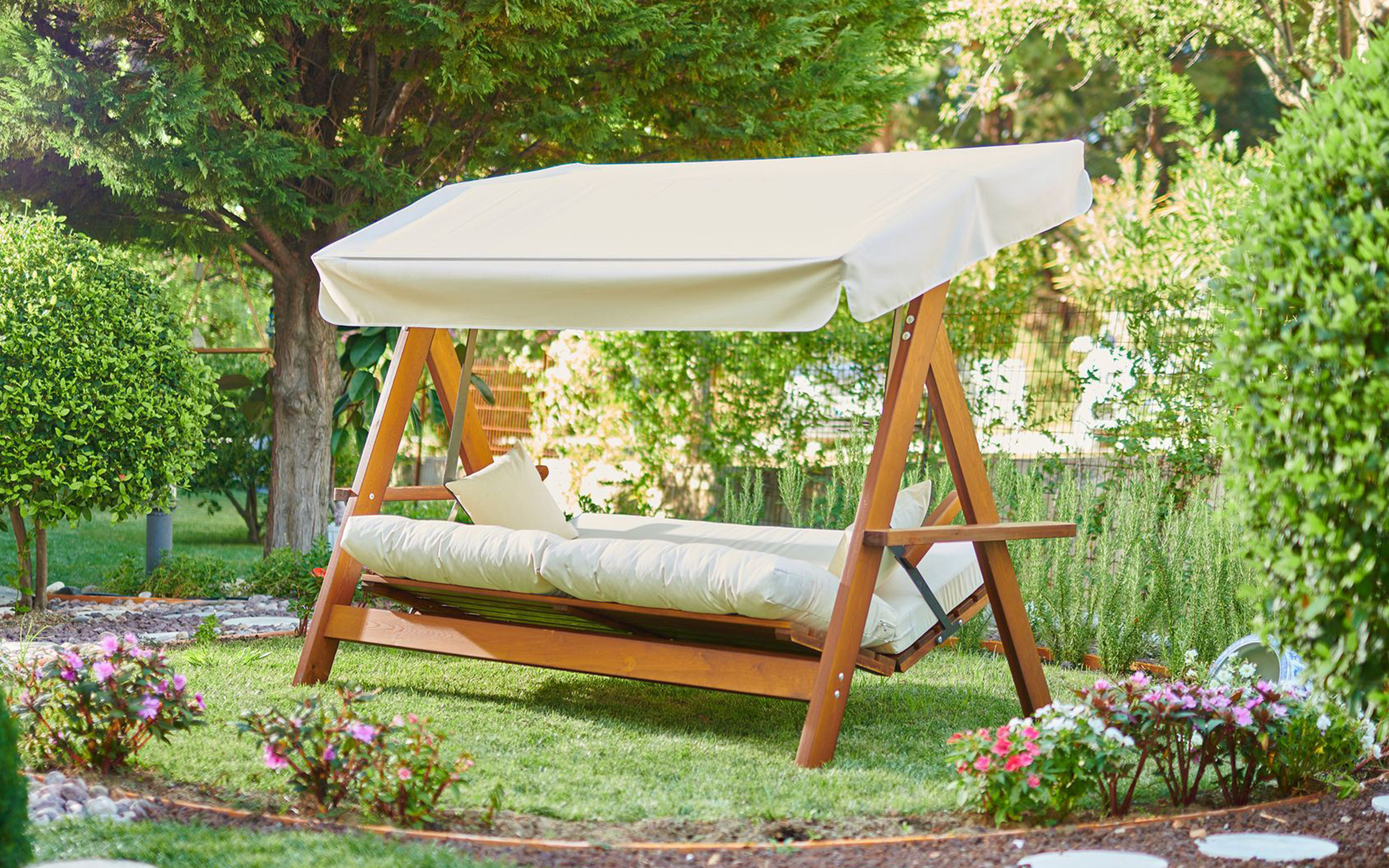 Качеля Лион, натуральный + бежевый  7